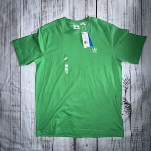 Mens L ADIDAS ORIGINALS logo ESSENTIALS TREFOIL TEE SHIRT GREEN JN0235 NWT